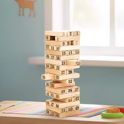Picture of Wooden Blocks Game for Kids Gaming Classic Jenga, Tower Game,Educational Puzzle Board Game Multicolor