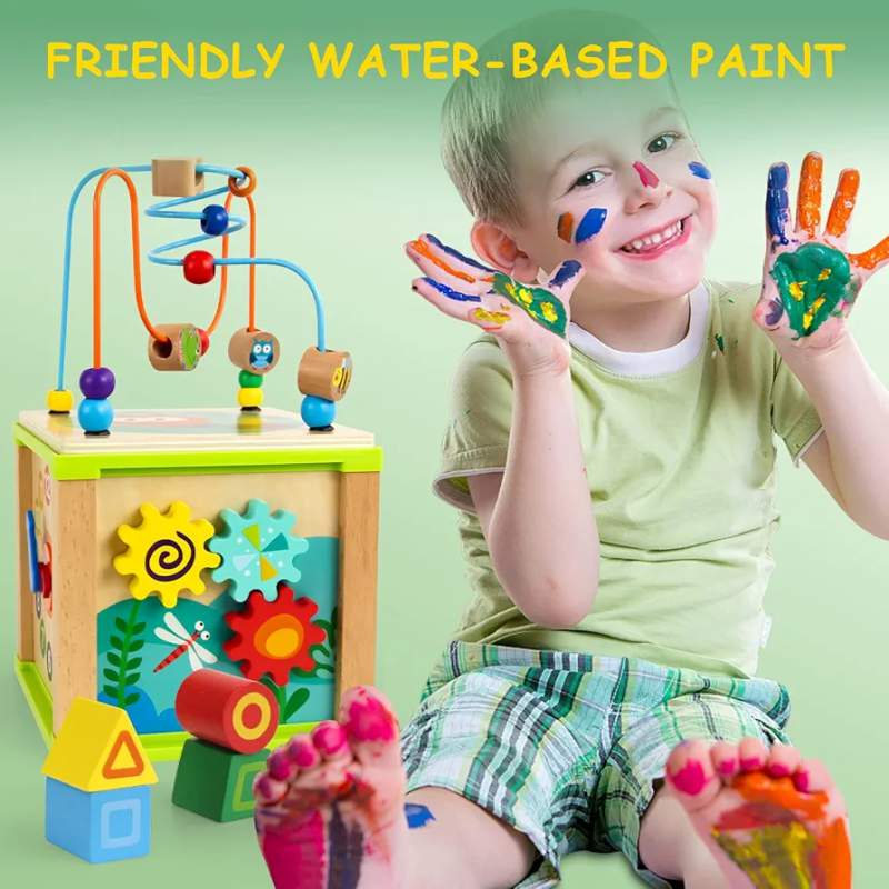 Picture of 6-IN-1 Wooden Kids Baby Activity Cube Early Educational Toys 
