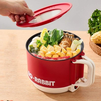 Picture of Multi-Functional Electric Cooking Pot - 1.5L Folding Portable Cooker for Ramen, Steaming, Frying, and More Multicolor
