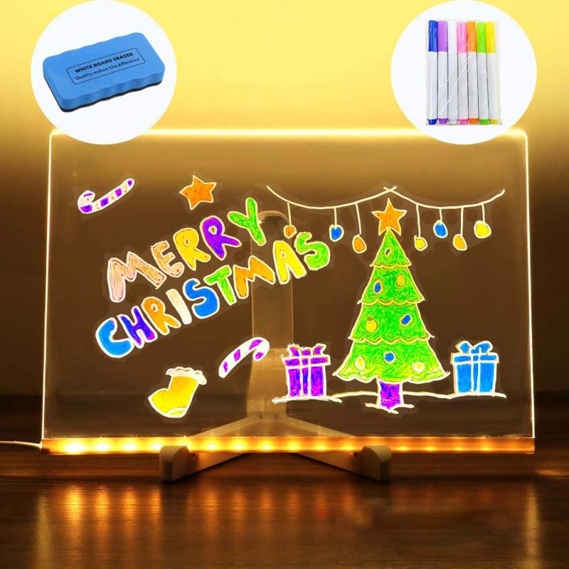Picture of 3D LED Acrylic Writing Pad with Pen – USB Glow Message Board Lamp | Cute Duck Desk Decor for Home, Office & Gift Multicolor