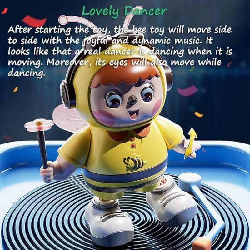 Picture of Dancing Bee Musical Toy – Crawling Baby Robot with Lights, Music & Moving Parts – Pink Wings Multicolor