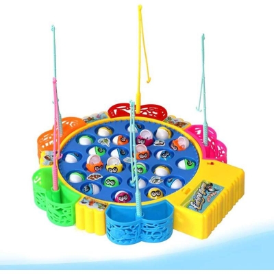 Picture of 24pcs Electric Musical Rotating Fishing Toy Children Board Play Fish Game Magnetic Fish Outdoor Sports Educational Toys For Boys Girls Multicolor
