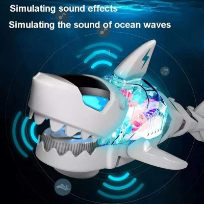Picture of Battery Operated Transparent Gear Robot Shark Car Vehicle Toy for Kids|Boys|Girls with 3D Colorful Light & Music and Bump & go Action Multicolor