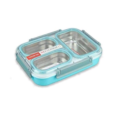 Picture of tedemei Insulated Tiffin Box Thermoware Proof Lunch Box 3 Containers Lunch Box(1200 ml) Blue