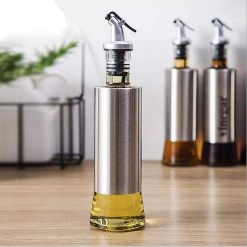 Picture of CM Kitchen Oil Glass Jar 500ml. ( 2.75 × 2.75 × 8 Inches ) Silver