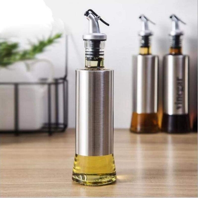 Picture of CM Kitchen Oil Glass Jar 500ml. ( 2.75 × 2.75 × 8 Inches ) Silver