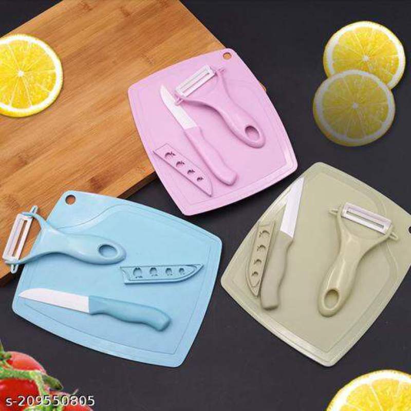 Picture of 3 in 1 Fruit Knife Peeler  Cutting Board Cutting Board Set Multicolor