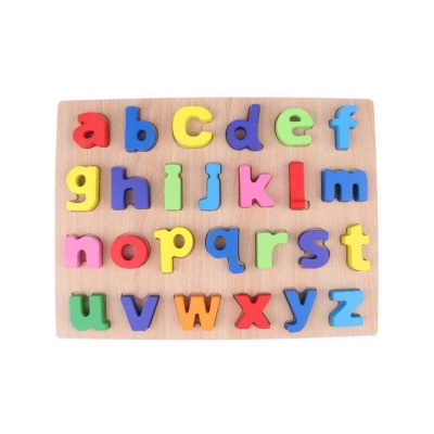 Picture of Wooden Blocks Uppercase Puzzle Board Montessori Reading Matching Word Educational Literacy Game Teaching Aids Toy 