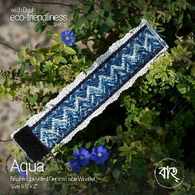 Picture of Baah Store Ltd  Upcycled Denim Lace Wristlet-blue