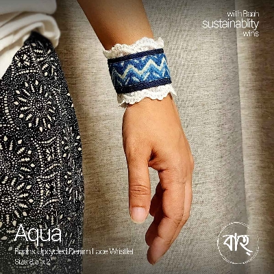 Picture of Baah Store Ltd  Upcycled Denim Lace Wristlet-blue