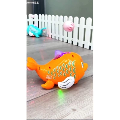 Picture of Musical Fish Toy| Flashing Colourful Light & Sound Toy for Babies | Blowing Ball Musical Bump n Go Toys for Kids Best Gift for Bous and Girls Multicolor