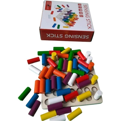 Picture of Wooden Board Game for Toddlers, Montessori Education Colour Cognition Sorter& Stacking Toys for Boys Girls, Fine Motor Skills Toys, Wooden Board for 3+,Small(12 * 12 * 3.5cm) 