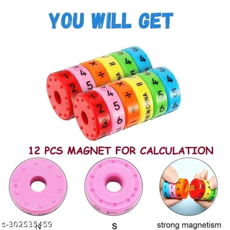 Picture of Magnetic Arithmetic Learning Toy, Colorful Magnetic Building Blocks for Kids, Intelligence Brain Developing Toy (2 Sets/ 12 Pieces) Multicolor