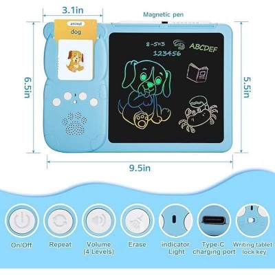 Picture of 2in1 Early Education Device for Kids - Bilingual Audio Learning Tablet with Drawing Screen Multicolor
