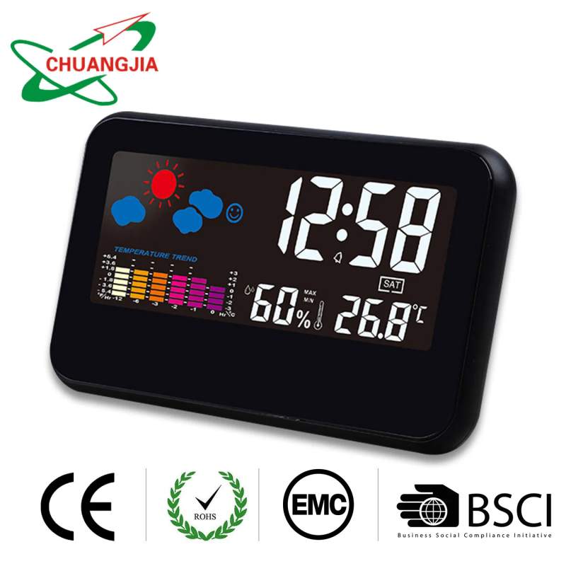 Picture of Digital LED Display Weather Station Alarm Clock with Temperature and Humidity Display Black