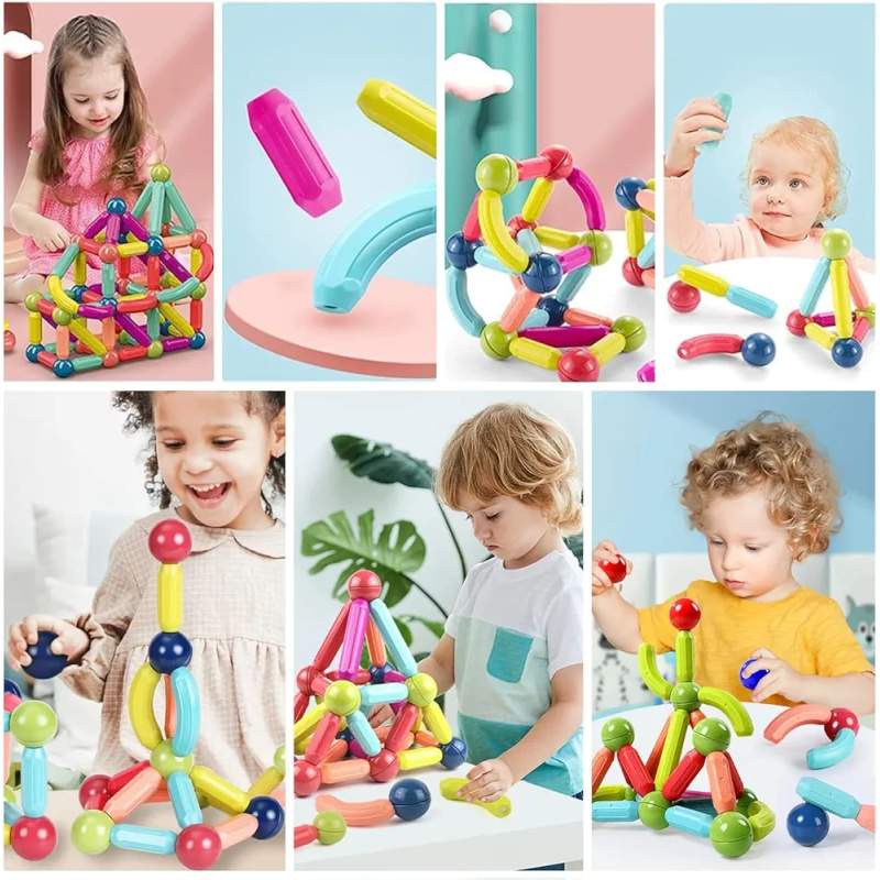 Picture of Magnetic Sticks and Balls Building Blocks Toy for Kids, Magnetic Balls and Rods Set Kids Montessori Toys Stacking Toys for Kids Age 3+ Years (36 Pcs) Multicolor