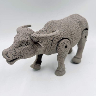 Picture of Electronic Plastic Simulated Bull Toy – Flashing Lights & Sound, Educational Animal Model for Kids Multicolor