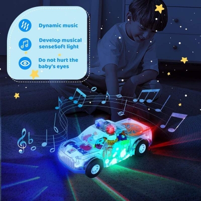 Picture of Electric Police Car Toy with Lights and Music, Auto Driving, Transparent Gears, Battery Operated, Ages 3-8 Years, Kids Gifts Multicolor