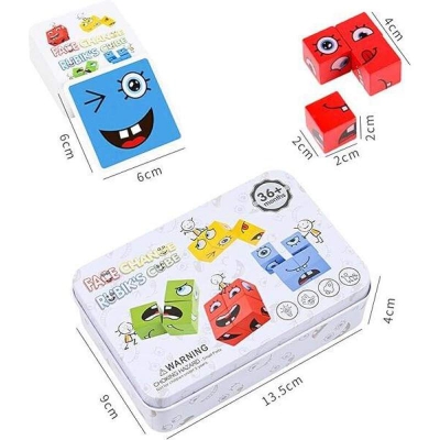 Picture of Wooden Expressions Matching Block Puzzles, Puzzle Building Blocks, Educational Puzzles, Toy Board Games, for Children Aged 3, 4, 5 Years Multicolor