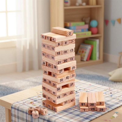 Picture of Wooden Blocks Game for Kids Gaming Classic Jenga, Tower Game,Educational Puzzle Board Game Multicolor