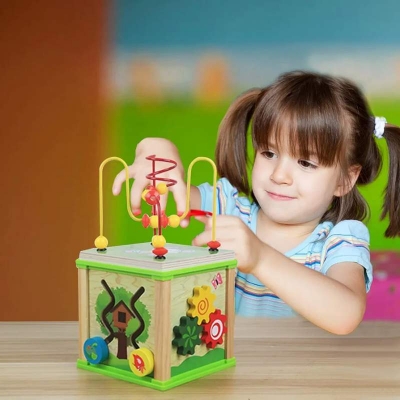 Picture of 6-IN-1 Wooden Kids Baby Activity Cube Early Educational Toys 