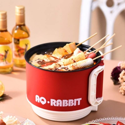 Picture of Multi-Functional Electric Cooking Pot - 1.5L Folding Portable Cooker for Ramen, Steaming, Frying, and More Multicolor