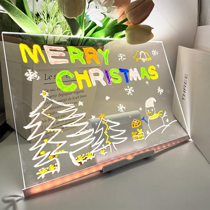 Picture of 3D LED Acrylic Writing Pad with Pen – USB Glow Message Board Lamp | Cute Duck Desk Decor for Home, Office & Gift Multicolor
