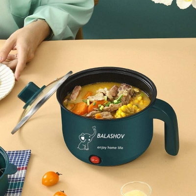 Picture of Electric Multi Cooking Pot 1.9L - 2-in-1 Mini Cooker with Steamer - Portable Non-Stick Electric Pot for Boiling, Steaming, and Cooking Multicolor