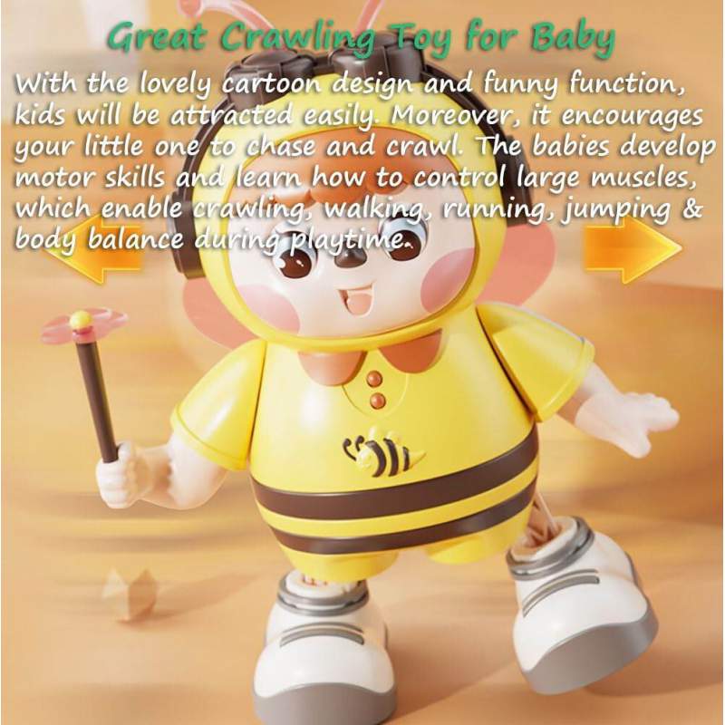 Picture of Dancing Bee Musical Toy – Crawling Baby Robot with Lights, Music & Moving Parts – Pink Wings Multicolor