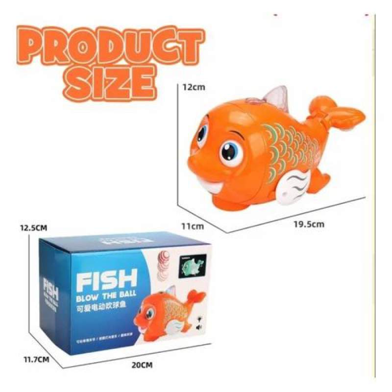 Picture of Musical Fish Toy| Flashing Colourful Light & Sound Toy for Babies | Blowing Ball Musical Bump n Go Toys for Kids Best Gift for Bous and Girls Multicolor