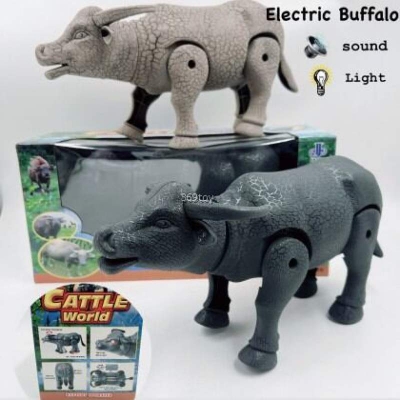 Picture of Electronic Plastic Simulated Bull Toy – Flashing Lights & Sound, Educational Animal Model for Kids Multicolor