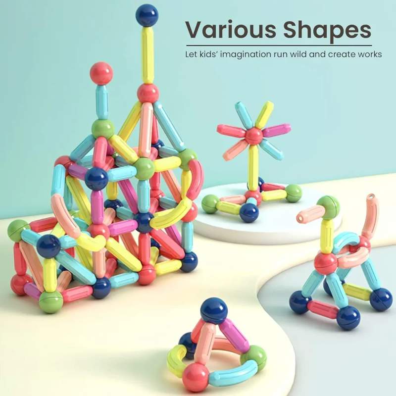 Picture of Magnetic Sticks and Balls Building Blocks Toy for Kids, Magnetic Balls and Rods Set Kids Montessori Toys Stacking Toys for Kids Age 3+ Years (36 Pcs) Multicolor