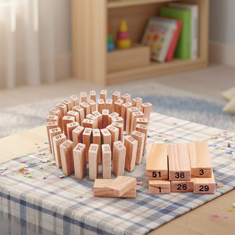 Picture of Wooden Blocks Game for Kids Gaming Classic Jenga, Tower Game,Educational Puzzle Board Game Multicolor