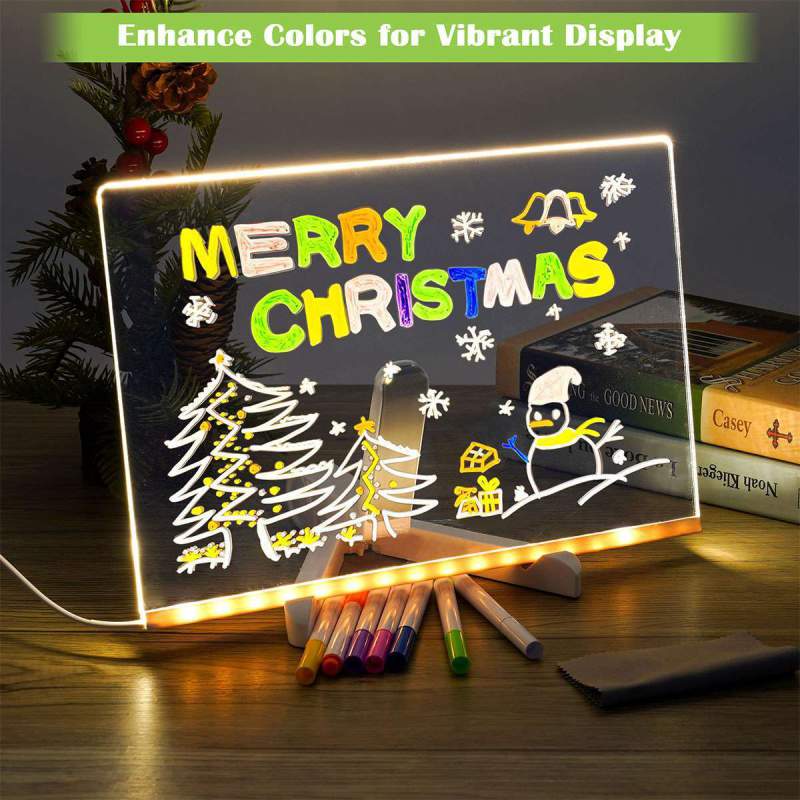 Picture of 3D LED Acrylic Writing Pad with Pen – USB Glow Message Board Lamp | Cute Duck Desk Decor for Home, Office & Gift Multicolor