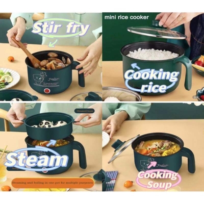 Picture of Electric Multi Cooking Pot 1.9L - 2-in-1 Mini Cooker with Steamer - Portable Non-Stick Electric Pot for Boiling, Steaming, and Cooking Multicolor