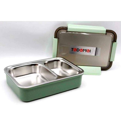 Picture of Tedemei Stainless Steel 2 Compartment Leak Proof Lunch Box portable Separated Office/Students Lunch Box Multicolor
