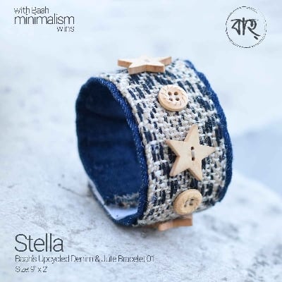 Picture of Baah Store Ltd  Upcycled Denim & Jute Bracelet 01-Blue