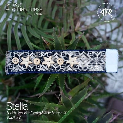 Picture of Baah Store Ltd  Upcycled Denim & Jute Bracelet 01-Blue