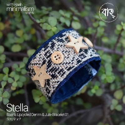 Picture of Baah Store Ltd  Upcycled Denim & Jute Bracelet 01-Blue