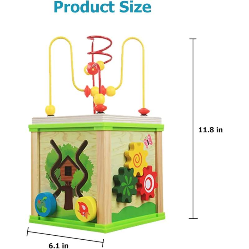 Picture of 6-IN-1 Wooden Kids Baby Activity Cube Early Educational Toys 