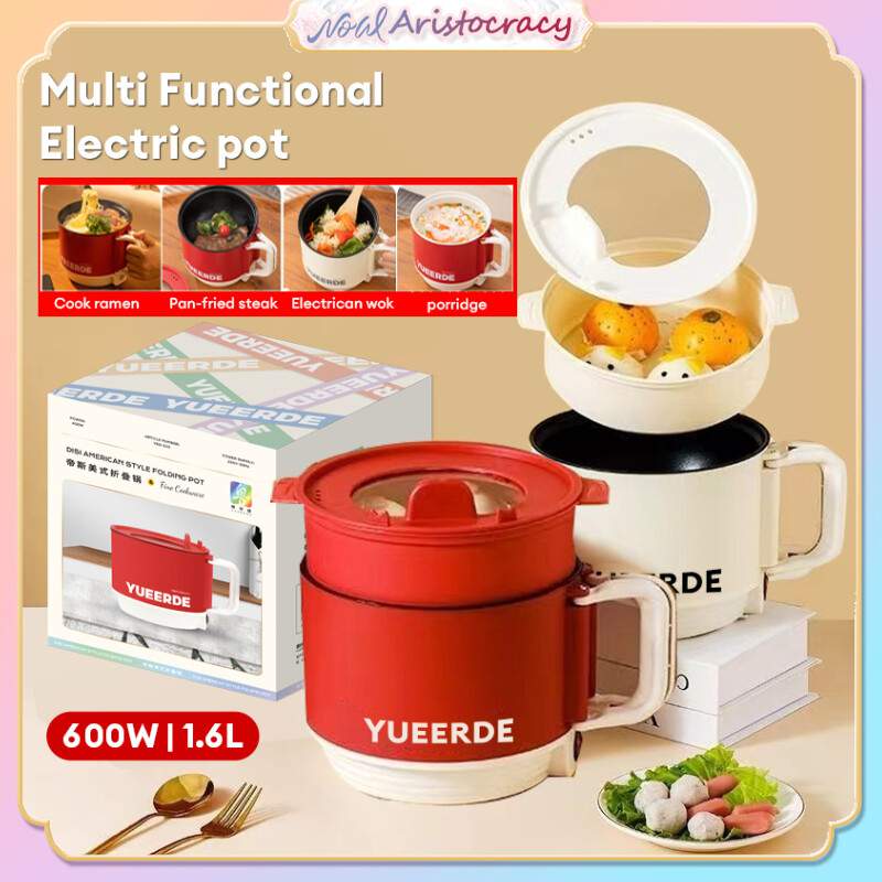 Picture of Multi-Functional Electric Cooking Pot - 1.5L Folding Portable Cooker for Ramen, Steaming, Frying, and More Multicolor