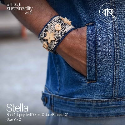 Picture of Baah Store Ltd  Upcycled Denim & Jute Bracelet 01-Blue