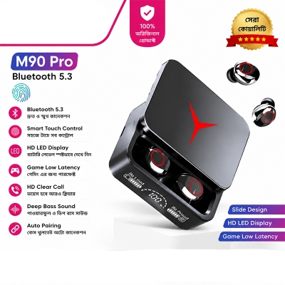Picture of M90 Pro TWS Wireless Bluetooth Headphones 5.3 Dual Call Game Earphones Power Touch Headset with Mic Black