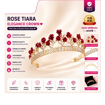Picture of Women Elegant Wedding Bride Crown Headwear Rhinestone Tiaras Cute Head Pin Gift 