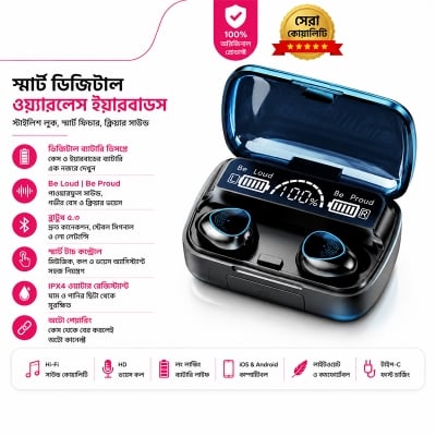 Picture of M10 TWS Wireless Earphone Touch Bluetooth Earplugs In The Ear Stereo Sport Headsets CVC8.0 Noise Reduction Headphones with Digital display black Good effect and easy to use - Bluetooth Headphone Multicolor