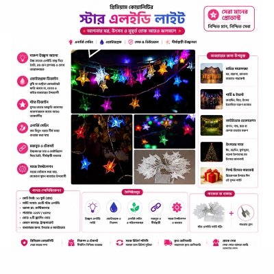 Picture of 28 Pcs Star Shape Led String Lights Fairy Lights, Christmas Wedding Party Home Decoration Star Shaped Led Lights, String Curtain Window Bedroom Xmas Fairy Lamp Home Decor - Fairy Lights - Room Decoration Light Multicolor