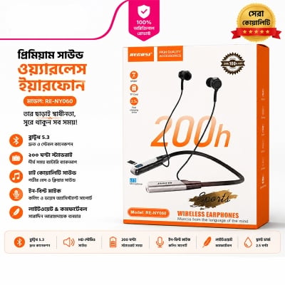 Picture of Regrsi RE-NY060 Wireless Neckband Long Battery Black