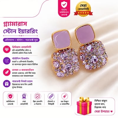 Picture of Luxury Female Crystal Zircon Stone Earrings Purple-Pink-Black-White Fashion Earrings For Women Multicolor