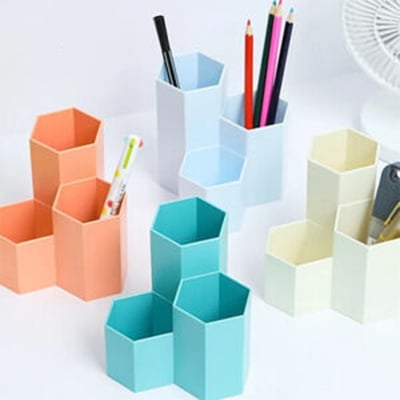 Picture of Large Capacity Desk Pen Pencil Holder Makeup Storage Box Desktop Organizer Stand Case School Office Stationery Multicolor
