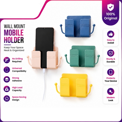 Picture of 1pcs Wall Mounted Organizer Storage Box Remote Control Mounted Mobile Phone Plug Wall Holder Charging Multifunction Holder Stand Multicolor